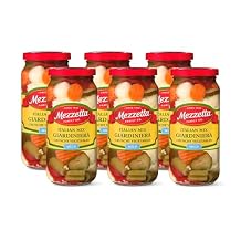 Mezzetta Italian Mix Giardiniera Mild - Crunchy Vegetables Carrots, Cauliflower, Celery, Pickles, Red Bell Peppers, Onions - Ideal Snack/Dish Enhancer - Chicago Style Flavor - 16 Oz Jar - Pack of 6