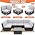 TiuBroe 7 Pieces Patio Furniture Sets, Outdoor PE Rattan Sectional Sofa Conversation Set, All Weather Conversation Set w/6 Seat Cushions and 1 Coffee Table (Light Gray)