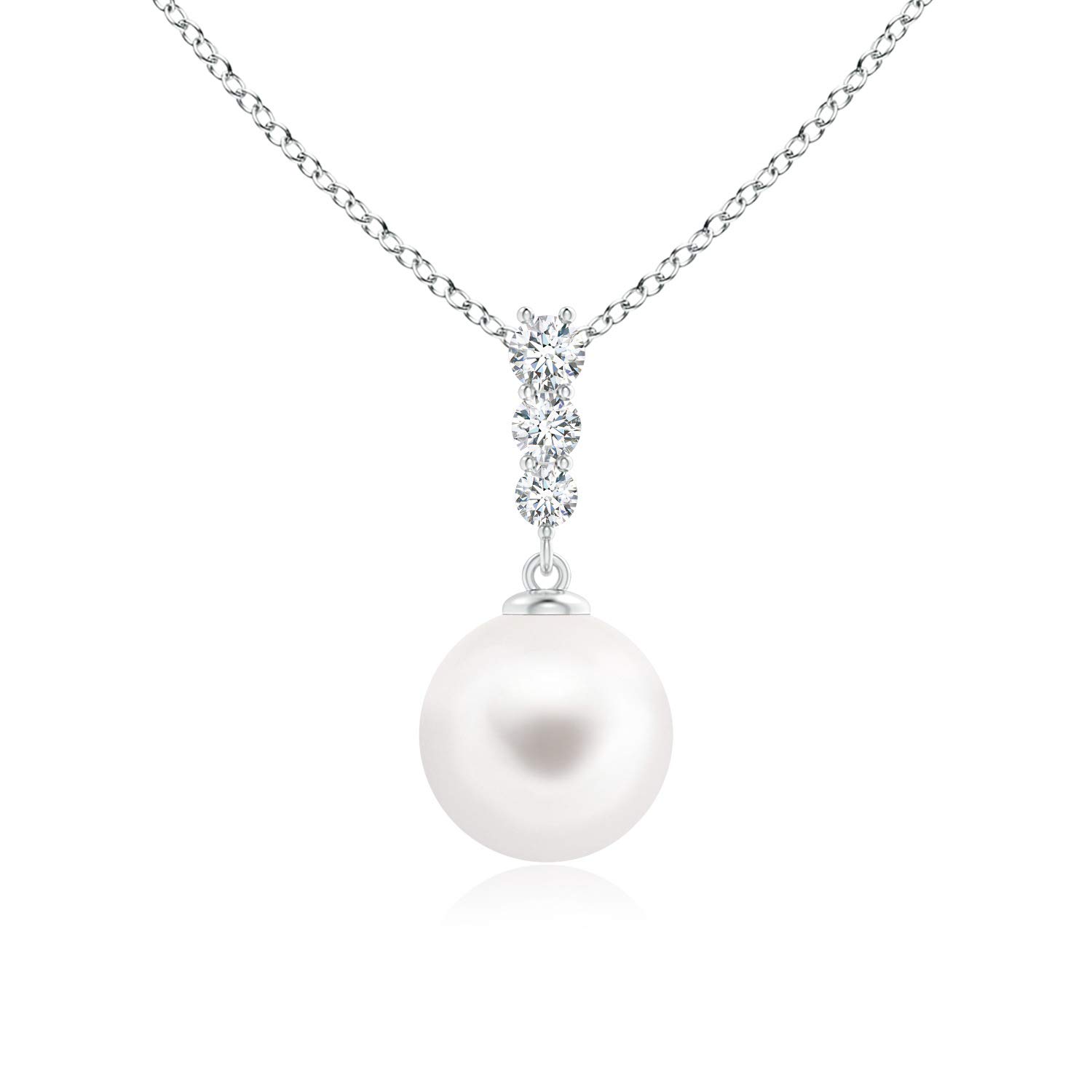 M&N Jewelry Designs Necklace for Women, Made with 8mm Swarovski Crystal Simulated Pearl Pendant for Her with Matching Sterling Silver Necklace (White,