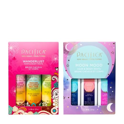 Pacifica Beauty | Clean Hair Perfume + Body Spray Sampler Set | Discovery Kit | Island Vanilla, Dream Moon Fragrance | Travel Size Mini | 6 scents | Vegan & Cruelty Free