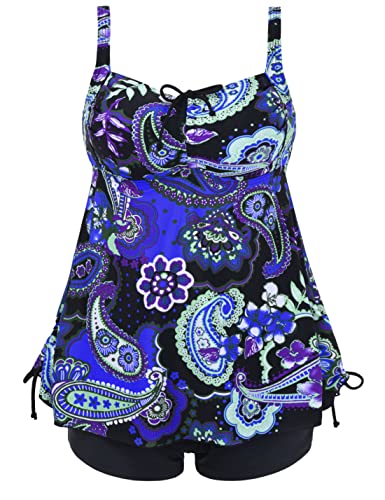 Septangle Women Plus Size Bathing Suits Paisley Print Two Piece S...