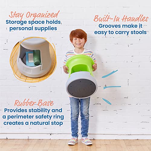 Image of ECR4Kids Active Storage Wobble Stool, 15in Seat Height, Childrens Furniture, Lime Green /Light Grey