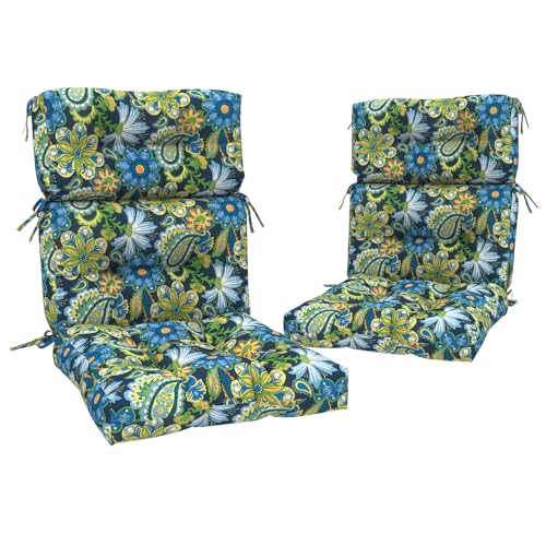 Melody Elephant Outdoor High Back Chair Cushions Set of 2, Water-Resistant Chair Cushions for Patio Home Garden, Replacement Rocking Chair Cushion with tie 22" W x 20" D, Wonder Garden