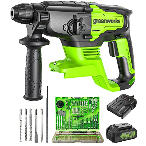 Greenworks Professional 2J Bohrhammer 24V Akku-Schlagbohrmaschine mit 4Ah Akku und Ladegerät,SDS-Plus…