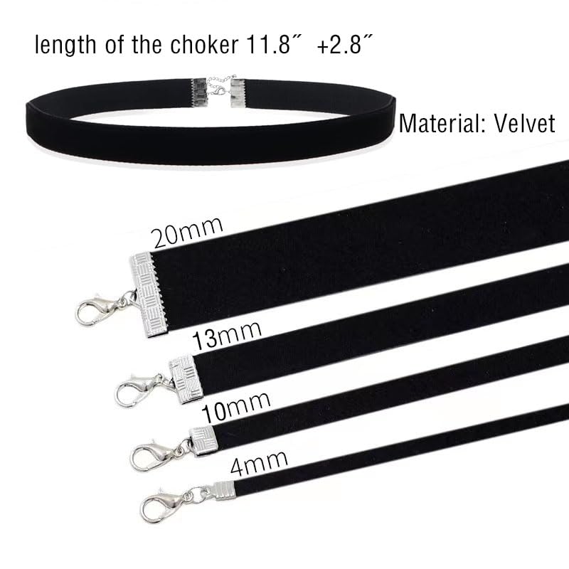 4PCS Black Choker for Women Black Lace Velvet Chocker Set Layered Classic Choker Necklace Velvet Collar Adjustable Gothic Chokers2