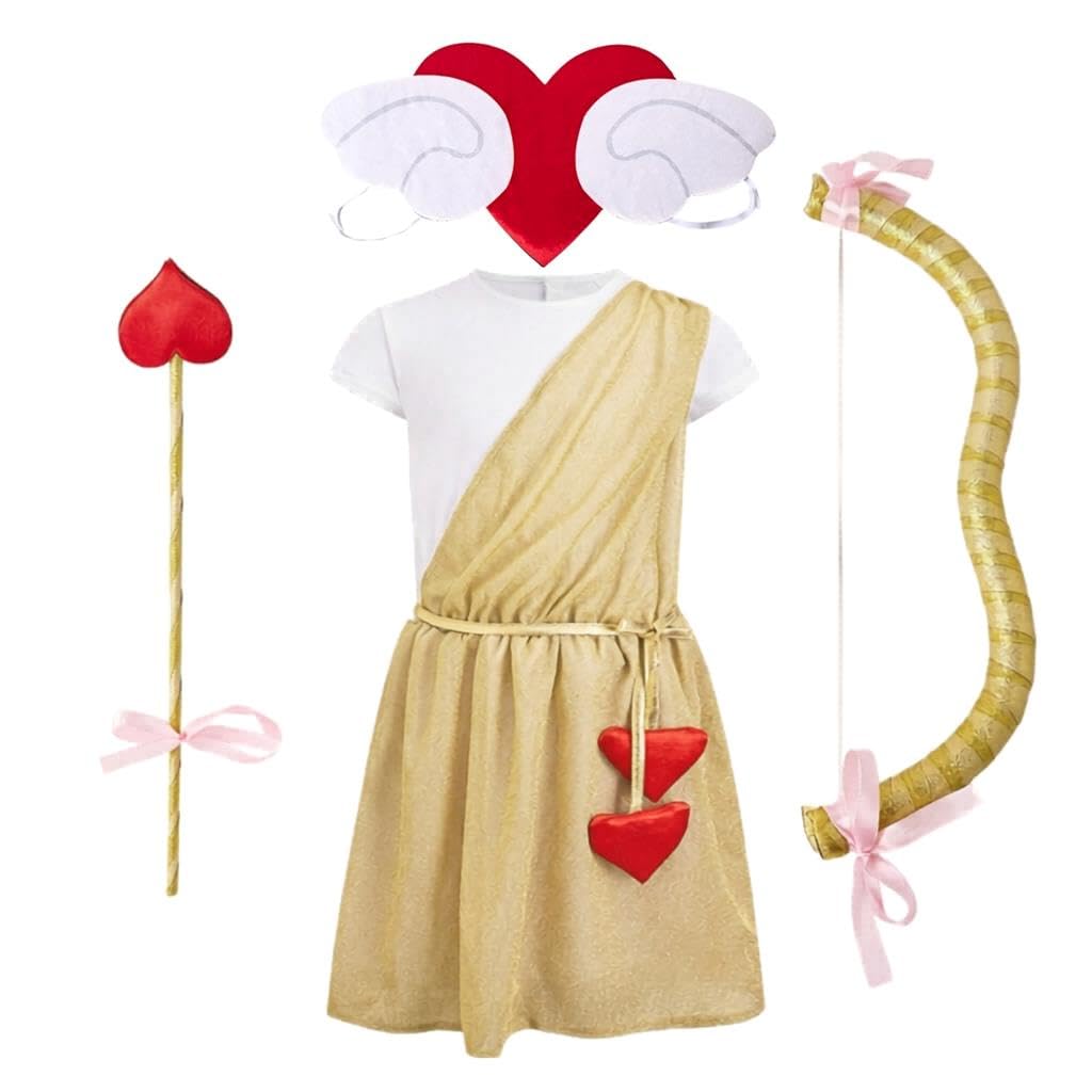 Lito Angels Jungen Amor Kostüm Engel Kinder mit Flügel Bogen Pfeil Römische Toga Verkleidung für Karneval Fasching Valentinstag Fest