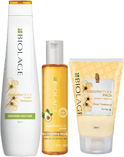 BIOLAGE SmoothProof Professional 200ml Shampoo + 100ml Deep Treatment Pack + Serum