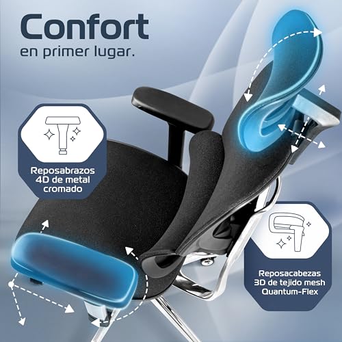 CLOUVOU MasterSeat Silla Escritorio Ergonomica [Ganador de la Prueba] Silla Oficina Ajustable Individualmente Office Chair & Gaming Chair | Carga máxima 150kg (Negro) - imagen 4