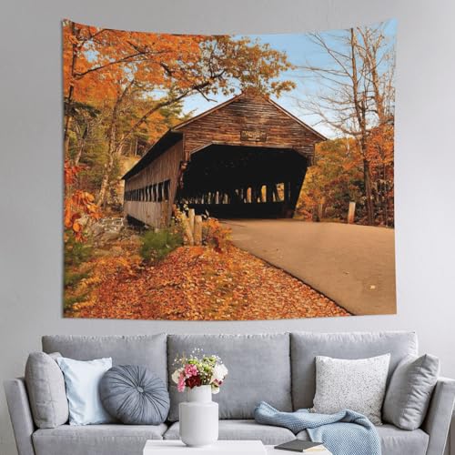 Tapisserie imprimée pont couvert remplacez vos cadres lourds par ce décor 152x130cm