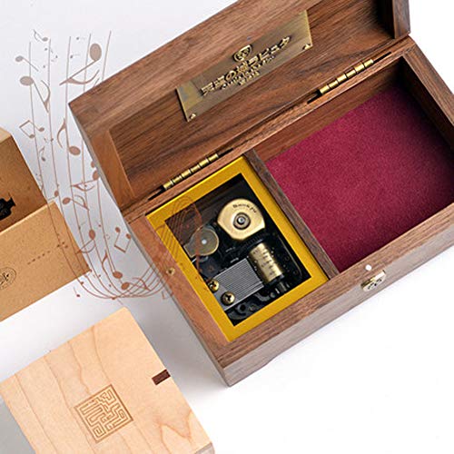Caja de música de nogal Castle in The Sky con artesanía fina de madera 4