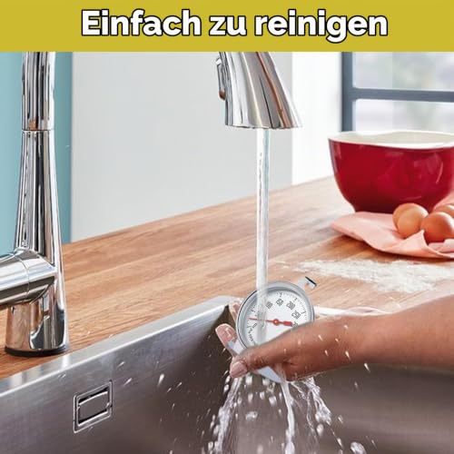 Foto von Cyrank Thermometer für Elektroherd, Backofenthermometer für Gasherd, Edelstahl-Ofenthermometer mit großem Zifferblatt für Küchenbackwaren