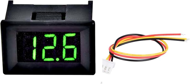 DC 0-100V Digital Voltmeter, Car Battery Voltage Tester, 0.36inch Three Wire LED Digital Display Panel Voltage Meter for Battery Monitor Green