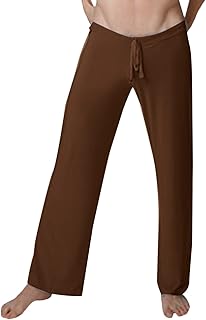 generisch Pantalones de yoga para hombre, color sólido, suaves, sedosos, para el hogar