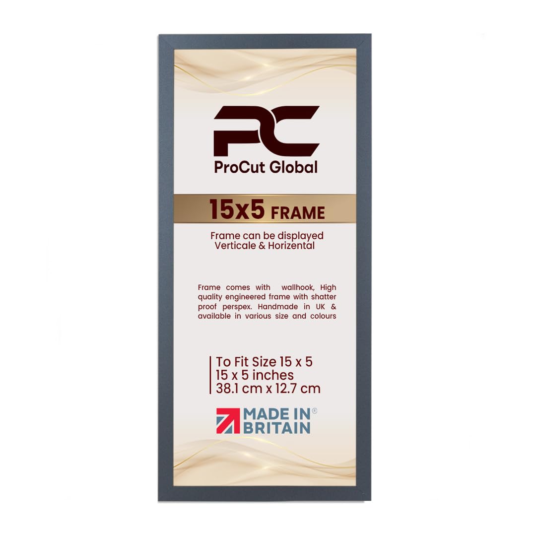 Procut Global 15X5 Dark Grey Picture Frames – Sleek Wooden Photo Frame with Shatterproof Perspex for Wall or Tabletop – Perfect for Posters, Certificates, Prints–Multiple Sizes & Colors Available — image 1