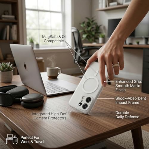 Image of amazon basics Luxury Paper Thin Back Case Cover for Oppo Reno 16 5G | Matte Finish | Compatible with magsafe | (White, Oppo Reno 16 5G)