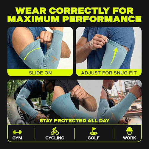 Image of ARMORAY Arm Sleeves for Men or Women - Compression Warmers to Cover Tattoo - for Basketball Golf Running Football Cycling or Sun Protection