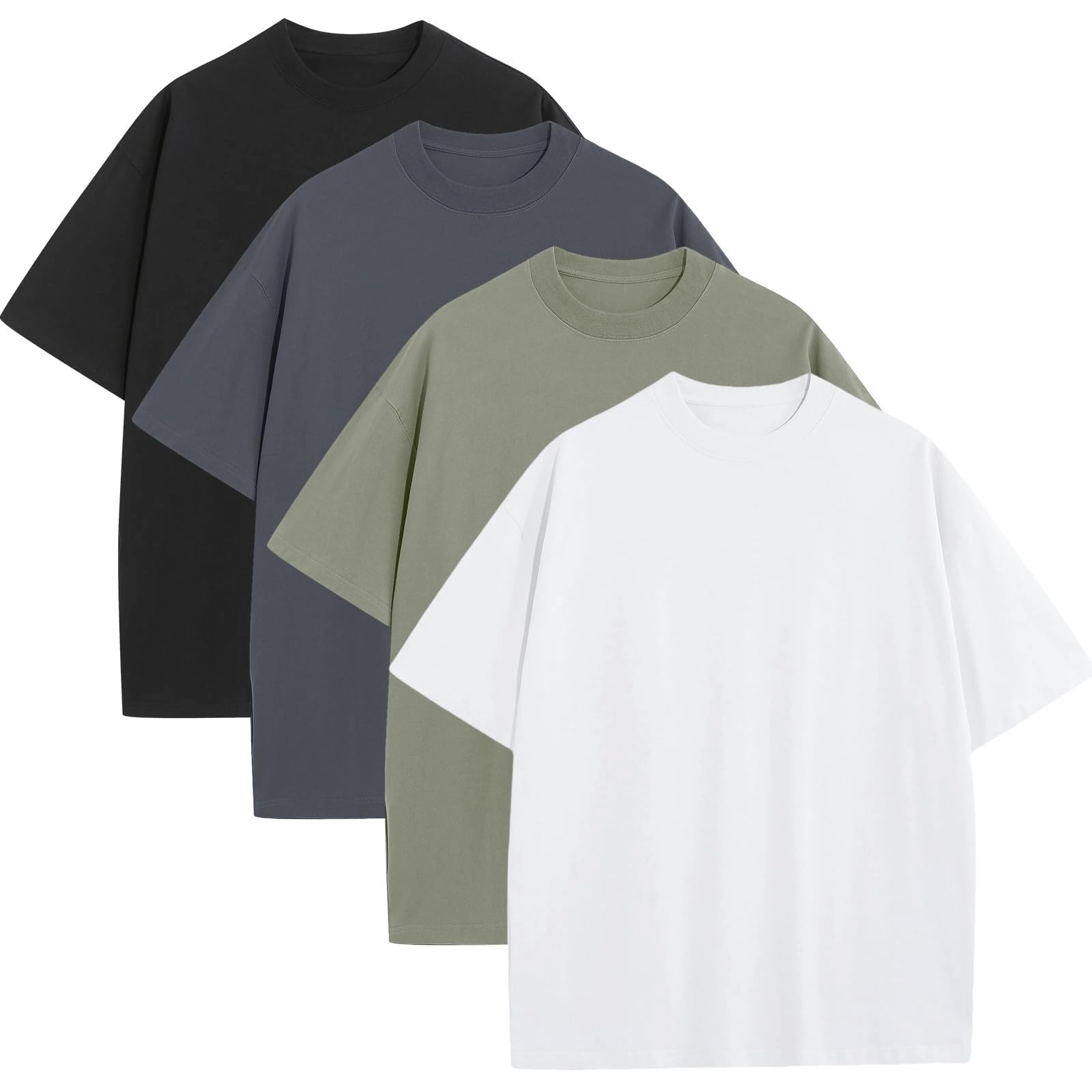 Mens Oversized T-Shirts Fashion Loose Fit Crewneck Tshirt Streetwear Heavyweight Short Sleeve Tee Shirt Gym Workout Tops