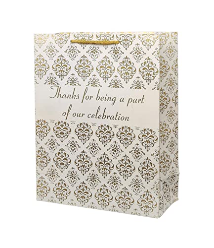 Image of TASCHE Plastic Thank U Gold Floral Design Bag For Return Gift, Small Presents, Weddings, Birthday, Holiday Presents (Size 12 X 9.5 X 4 Inch | Pack Of 30)