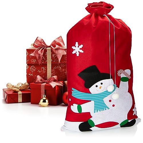 com-four® XXL Geschenksack für Weihnachten mit Schneemann-Motiv -...