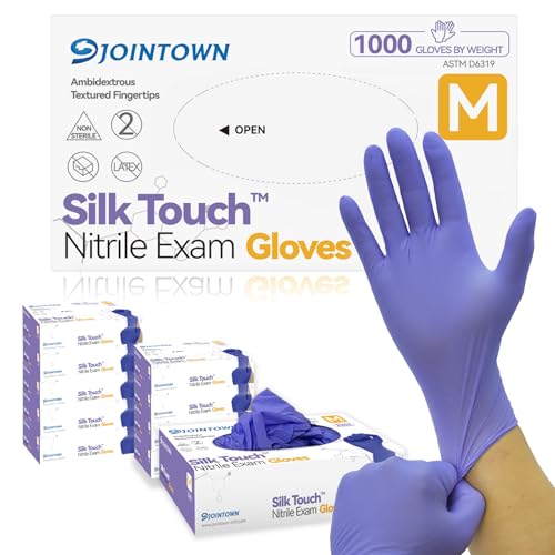 Jointown Nitrile Exam Gloves Medical Ice Blue Gloves Disposable Latex Free Powder-Free For Exam Food Prep Cleaning Medium Case of 1000 M