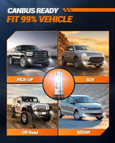 Image of SEALIGHT 9006 LED Fog Light Bulbs, 10000 Lumens HB4 LED Fog Lights 6500K Cool White, 600% Brightness Easy Installation Plug and Play for Vehicles, Pack of 2