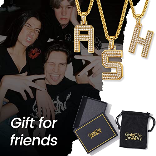 Keystyle Bling Gold Initial Letter C Necklace, Alphant Name Necklaces Formens Friend Gift Large Letter Pendant Mens Necklace #TOP7