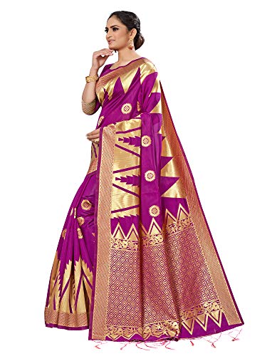 Image of AKHILAM Women's kanjivaram silk saree Saree with Unstitched Blouse Piece (Free size Light Green DRVR123H)