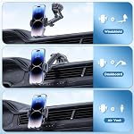 Phone Holder Car, [Upgraded Suction & Locking Design] Long Arm Universal Phone Mount for Car Dashboard Windshield Vent, Hands Free Cell Phone Support Compatible with All Mobile Phones