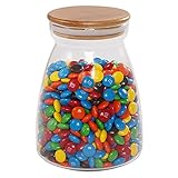 Glass Storage Jar, 77L 32.4 FL OZ (960 ML) Food Storage Container with Airtight Bamboo Lid For Home Kitchen, Clear Sealed Glass Storage Canister for Chocolate, Coffee Bean, Candy, Sugar, Tea, Cookie