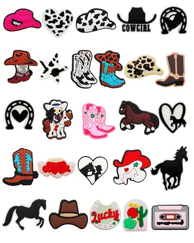 BOWNDY Cowgirl Charms for Clog Shoe Decoration, Horse Cowbod