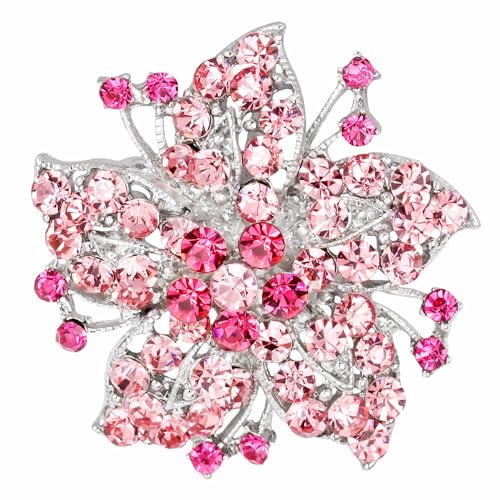 Image of Gyn&Joy Womens Crystal Rhinestones Lily Floral Wedding Flower Brooch Pins
