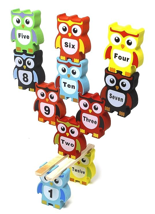 TOY LINK Wooden Stacking Game with Owl Shape Balancing Building Blocks