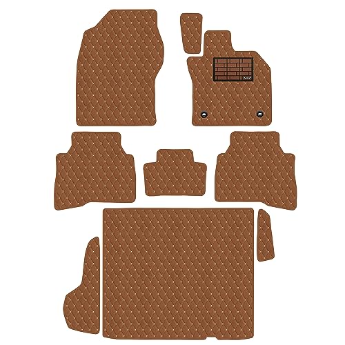 【次世代レザーマット】Aviles 新型 プリウス 60系 フロアマット + ラゲッジマット(02:HV・Z/Gスペアタイヤあり車用, 04:ライチ柄 × 茶色)