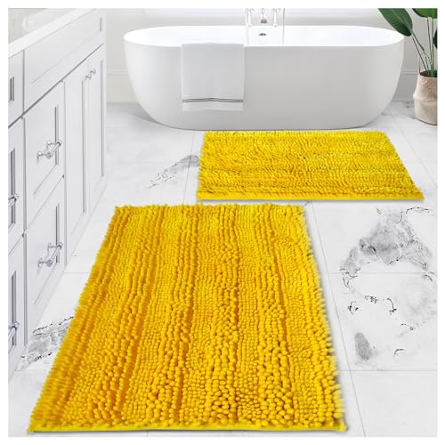 Civkor Yellow Bathroom Rugs Sets 2 Piece, Bath Mats for