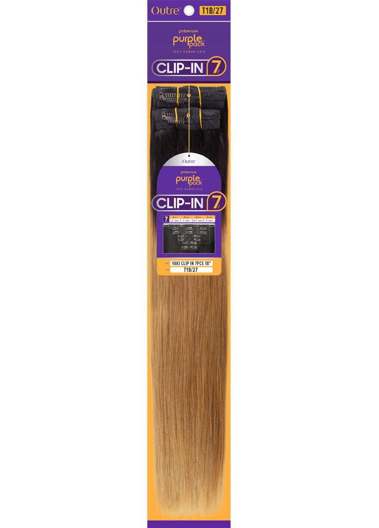 Amazon.com : Outre Human Hair Purple Pack Yaki Clip-In 7pcs 18