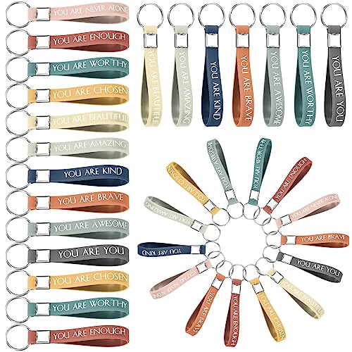 Lot de 30 porte-clés citation inspirante pastel pour cadeau