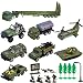 Fycooler Die-cast Vehicles,8 Pack Assorted Alloy Metal Military Army Battle Car Toys Vehicle Playsets Models,6 Pcs Soldier Army Men,Mini Army Toy Tank/Jeep/Tanker Truck Aircraft Gift for Kids Boys