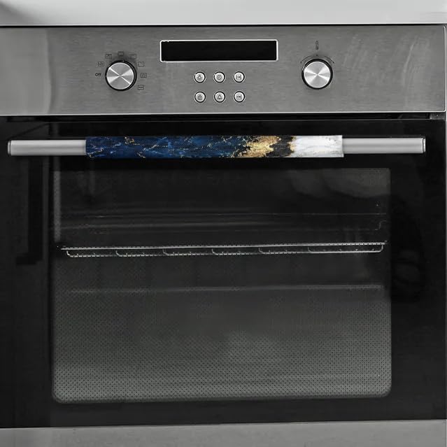 Image of Pardick Marble Refrigerator Door Handle Covers Set of 2 Marble Blue Gold Washable Fridge Dishwasher Mocrowave Oven Door Decor Protector Handle Cover Kitchen Appliance Decorative