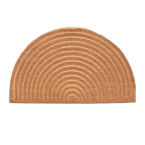 Relaxdays Fußmatte Kokos, halbrund, Regenbogen, 75 x 45 cm, für innen & außen, rutschfeste Schmutzfangmatte, Natur