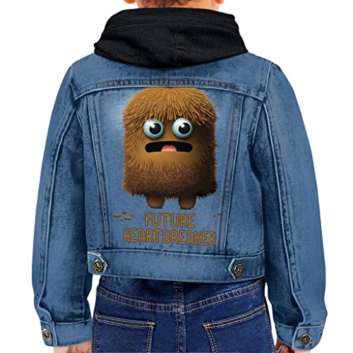 Future Heartbreaker Toddler Hooded Denim Jacket - Cute Jean Jacket - Bright Print Denim Jacket for Kids