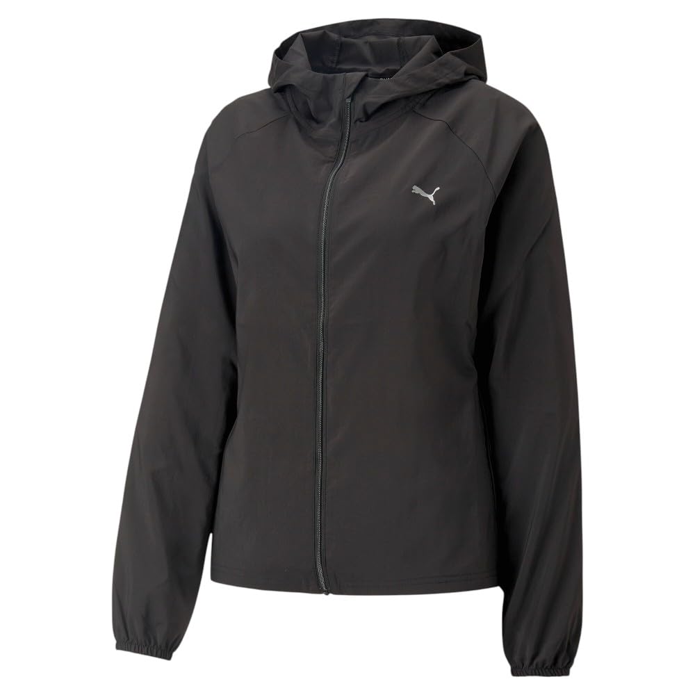 Womens Run Favorite Hooded Woven Jacket Running Athletic Outerwear - Black