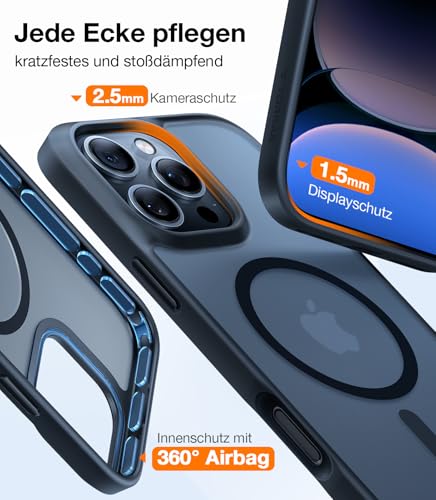 Image of TORRAS Magnetic Shockproof for iPhone 16 Pro Max Case, [Fit for MagSafe] [Military-Grade Drop Tested] Translucent Slim Protective for iPhone 16 Pro Max Case Anti-Fingerprint Anti-Scratch, Black | 4X Military Grade Drop Tested, Translucent Slim Protective for iPhone 16 Pro Max Case, Anti Fingerprint, Anti Scratch, Black