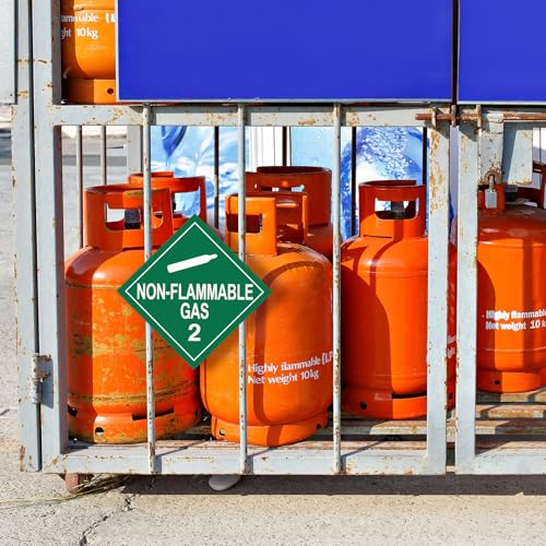 Image of 25 Pcs 2.2 Non-Flammable Gas Placard Stickers, 10.75 inch x 10.75 inch Removable Non-Flammable Gas Hazard Labels Self-Adhesive Vinyl for Short-Term Applications