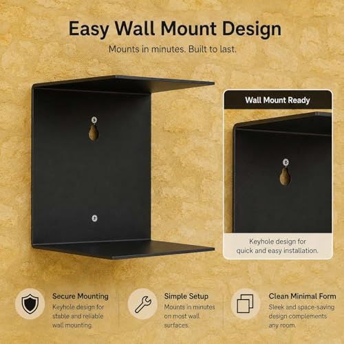 Image of Go Hooked Heavy Duty Metal Wall Mounted Book Shelves for Study Room, Living Room and Bedrooms (2 Pcs) (Black)