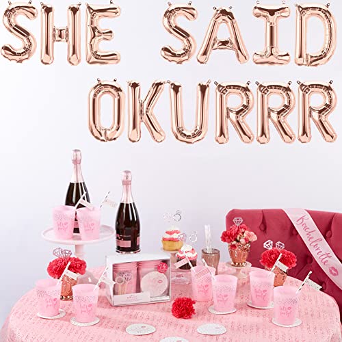 She Said Okurrr Balloons Rose Gold She Said Yaaas Bachelorette Party Banner Bride To Be/We Are Engaged/Bridal Shower/Just Married/Hen Party/Engagement Themed Bachelorette Party Supplies Decorations #TOP1