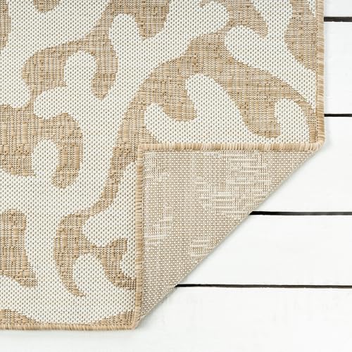 Tapete de exterior LR Home coral beige 5 x 7 pies miniatura 5