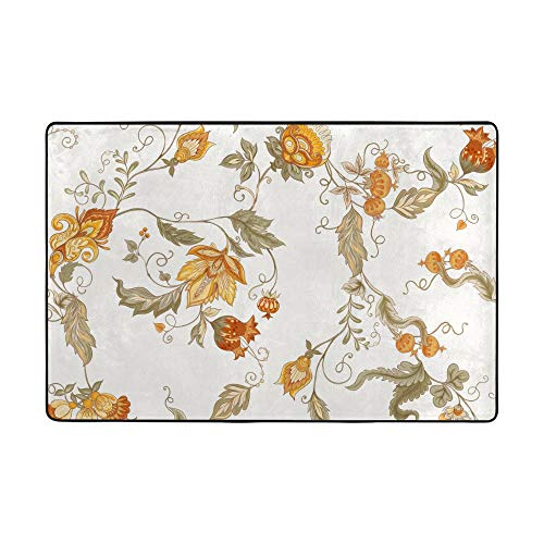 Tapis de couleur orange durable et facile à nettoyer Ruchen vintage