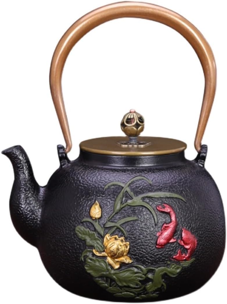 WTQZFRNSB Ceramic Teapot, 1200ML/1.2L Japanese Cast Iron Teapot Hand Painted Kettle Creative Tea Pot Cast Iron Tea Kettle/9826