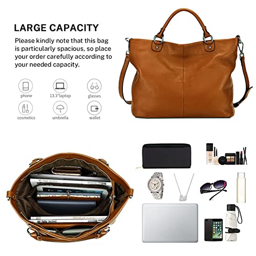 Image of Kattee Women's Soft Genuine Leather Tote Bag, Top Satchel Purses and Handbags