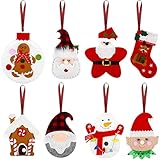 Skylety 8 Pieces 3D Christmas Tree Ornaments Set Felt Santa Snowman Candy Cane Ornament, Stocking, Gnome Decoration(Santa Claus)